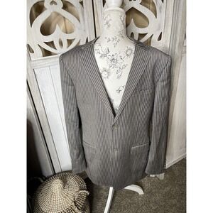 VITARELLI ITALY Blazer Mens 44L Black Taupe 2 Button Jacket Sports Coat